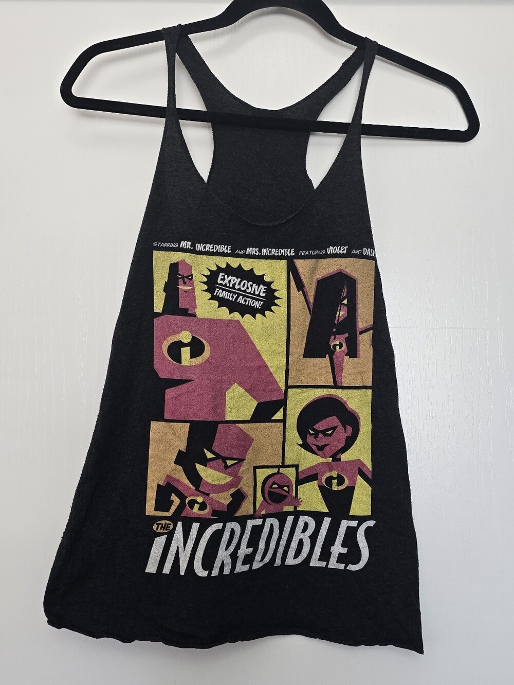 Disney Pixar The Incredibles 2 Next Level Apparel Graphic Comic Racerback Top